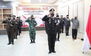 Polres Labuhanbatu Upacara HUT Bhayangkara ke -74 Secara Virtual