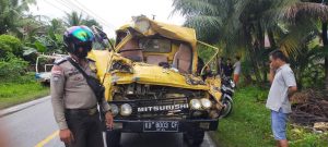 Satu Unit Mobil Truk Tangki Ringsek Tertimpa Pohon Tumbang