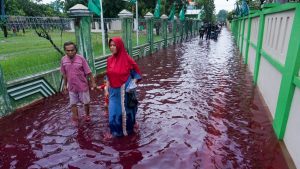 Banjir Berwarna Merah Rendam Pekalongan