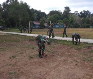 Jelang Kunjungan Wasev Satgas TMMD Ke 110 Kodim 1206/PSB Lakukan Pembersihan Posko