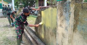 TMMD 110 Gotong Royong Mengecat Rumah Sekolah Dasar Suka Ramai