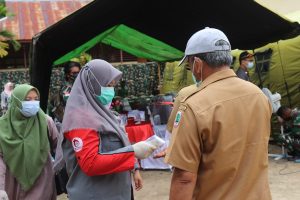 Penerapan Protkes, Kunjungan Wassev Di  Satuan Tugas TMMD 110 Kodim 1206/PSB