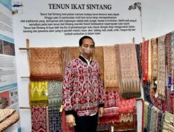 Mampir di Gerai Bandara Tebelian Sintang, Presiden Jokowi Terpesona Jaket Bomber Motif ‘Manok’