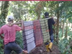 Memilukan! Suasana Lebaran, Warga Pandeglang Ditandu ke Puskesmas Lewati Jalan Hutan Yang Licin