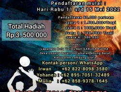 Ayo..!! Daftarkan Tim Volly Anda di Open Turnamen ‘Garuda Putra Cup”
