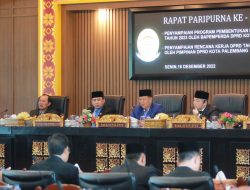 DPRD Kota Palembang Tetapkan Rencana Kerja Tahun 2023