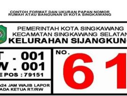 Surat Edaran Pemkot Singkawang Tentang Pengaturan Nomor Rumah atau Bangunan