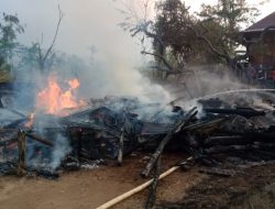 Akibat Arus Pendek, Sijago Merah Lalap Habis Rumah Aman dan Gudang Penggilingan Padi Desa Gunung Liwat