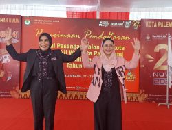Fitrianti Agustinda dan Nandriani Resmi Mendaftar Sebagai Calon Walikota dan Wakil Walikota Palembang 2025-2030