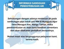 Gangguan Penyaluran Air Bersih PDAM Sirin Meragun, Warga Kesulitan