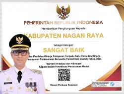 Pemkab Nagan Raya Raih Penghargaan Kategori Sangat Baik dari Kementerian Investasi