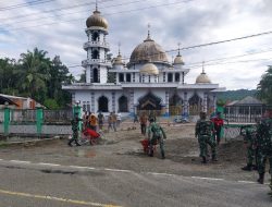 Sambut Bulan Suci Ramadhan, Yonif 115 Macan Leuser Bersihkan Rumah Ibadah