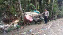 Kecelakaan Tunggal di Silat Hilir, Truk Bermuatan Sembako Terguling Akibat Kehilangan Kendali