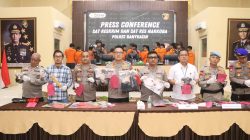 Polres Banyuasin Ungkap 24 Kasus Kriminal dan Narkoba Selama Juni, 16 Tersangka Kasus Sabu Diamankan
