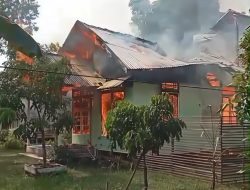 Rumah Warga di Benua Kayong Ludes Terbakar, Warga Berjibaku Padamkan Api dengan Alat Seadanya