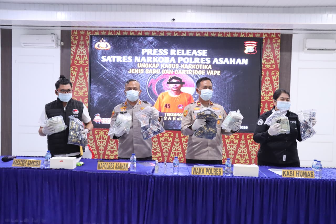 10 Kg Sabu dan Ribuan Vape “Racun” Etomidate Disita Polres Asahan, 1 Kurir Dibekuk